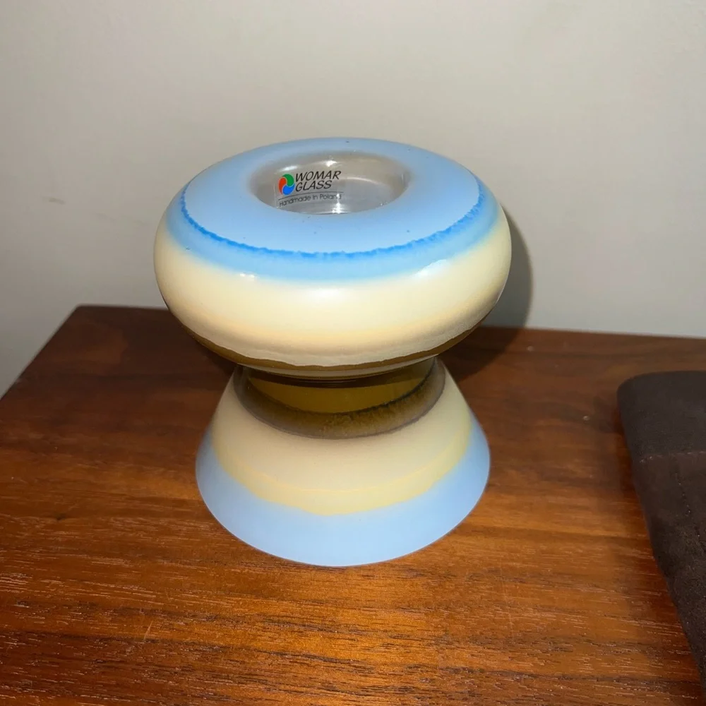 Womar glass handmade candle holder. Excellent condition. No chips/scratches